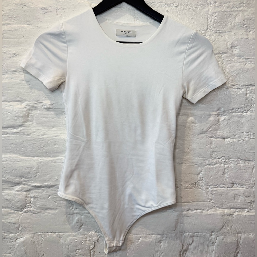 Aritzia White Short Sleeve Bodysuit